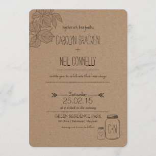 Folhas Russas Mason Jar Convite Para Casamento De