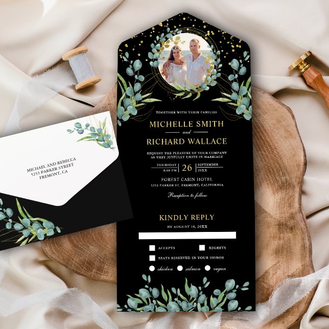 Folhas Rústicas de Eucalipto Foto Casamento Preto (Criador carregado)