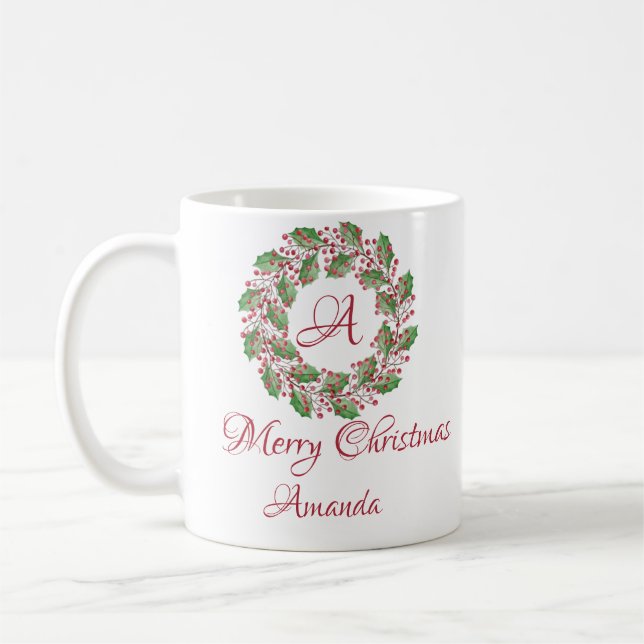 Folhas sagradas e caneca de café de Natal de cerej (Esquerda)