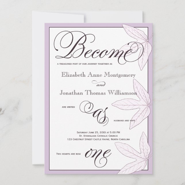 Folhas tornam-se um Convite Cristão de Casamento (Frente)