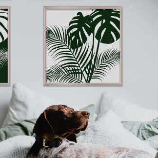 Folhas tropicais 1 Verde escuro na Impressão de Ar