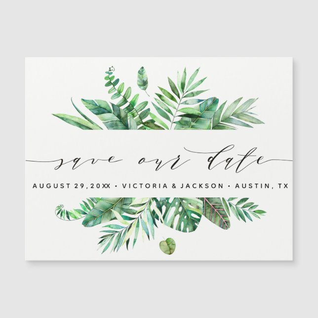 Folhas Tropicais Clássicas de Aquarela salvam noss (Frente)