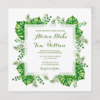 Folhas tropicais convite para casamento