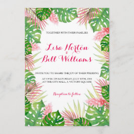 Folhas tropicais: convite para casamento por aquar