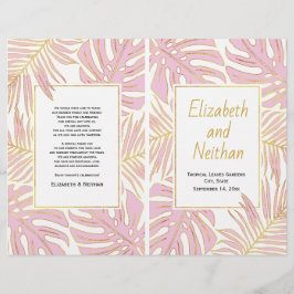 Folhas tropicais cor-de-rosa, dourado duplo progra