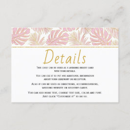 Folhas tropicais cor-de-rosa e cartão de narração 