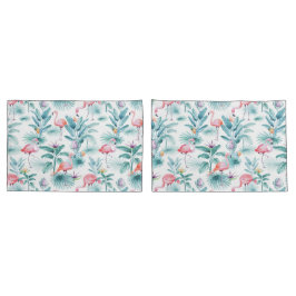 Folhas tropicais cor-de-rosa flamingos