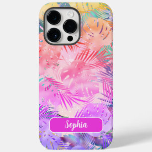 Folhas tropicais Douradas, cor-de-rosa-púrpura, no