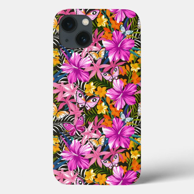 Folhas tropicais e flores (Verso)