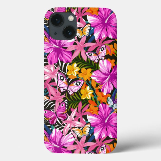 Folhas tropicais e flores (Verso)