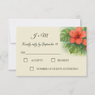 Folhas Tropicais Flores Hibiscus Casando RSVP