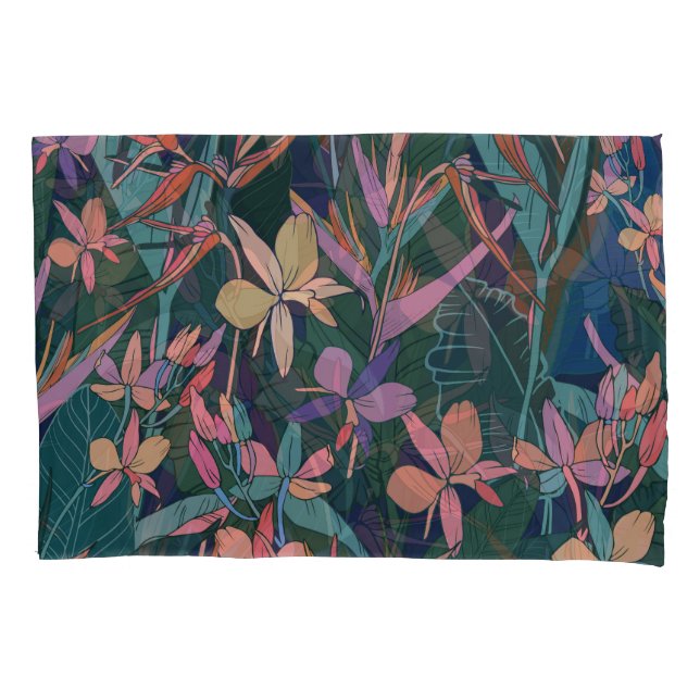 Folhas tropicais, flores: vintage forrada. (Frente)