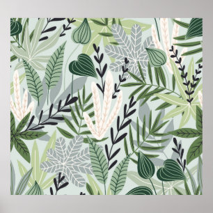 Folhas Tropicais: Impressão de Vintage Desenhado À