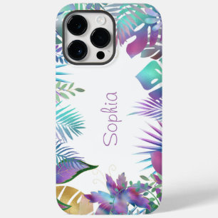 Folhas Tropicais Iridescentes, Nome Roxo, Branco