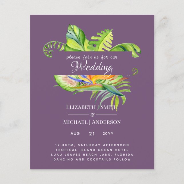 Folhas Tropicais Mais Baratas Casando Recepção Lua (Frente)