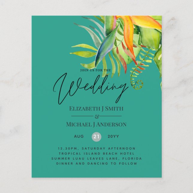 Folhas Tropicais Mais Baratas Casando Recepção Lua (Frente)