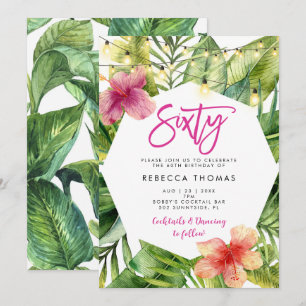 Folhas tropicais sessenta convites de aniversário