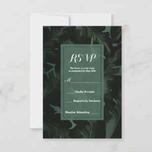 Folhas Tropicais Verde & Preto Chic Responder RSVP