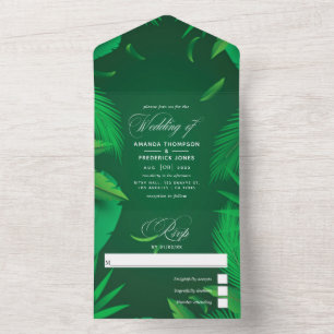 Folhas Tropicais Verdes Casadas Em Um Único Convit