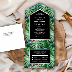 Folhas Tropicais Verdes de Monstera Casamento Pret