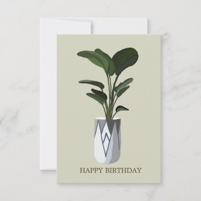 Folhas tropicais verdes num Cartão de Aniversário  (Frente)