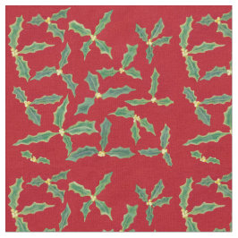 Folhas Verdes com Flores Amarelas Tecido Vermelho