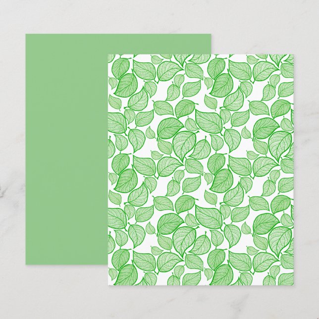 Folhas verdes desenhadas à mão no Livro Branco (Frente/Verso)