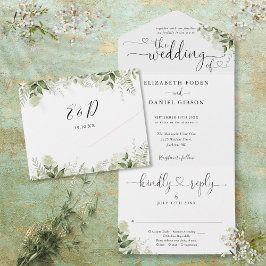 Folhas Verdes Elegante Roteiro Corações Casamento