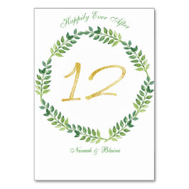 Folhas Verdes Românticas - Cartão de mesa de Casam