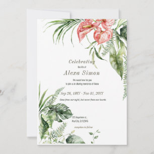 Folhas verdes tropicais Anthurium Convite Funeral