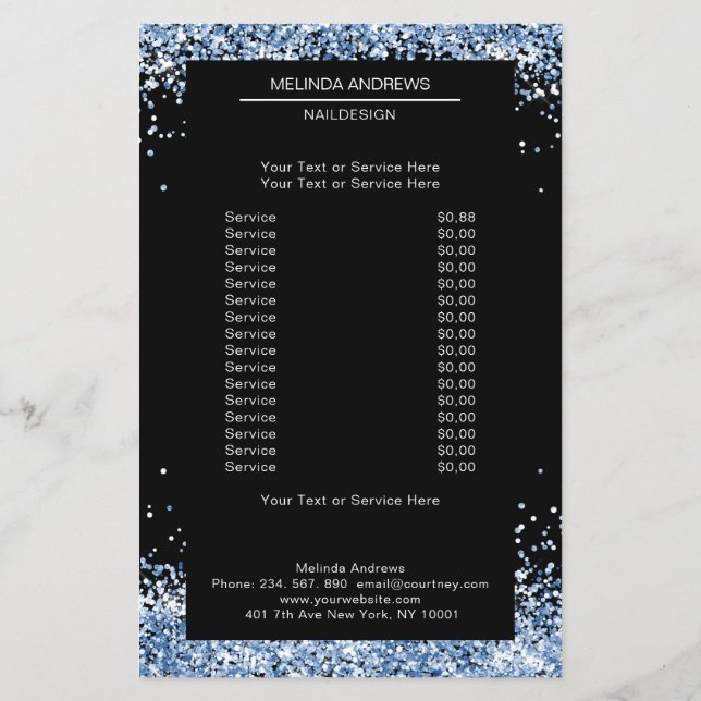 Folheto azul Elegante dos dois lados (Verso)