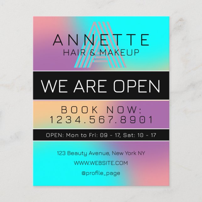 Folheto azul gradiente roxo e preto (Frente)