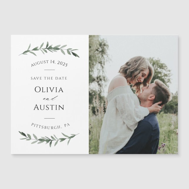 Folheto Botânico Verde Salvar a Data (Frente)