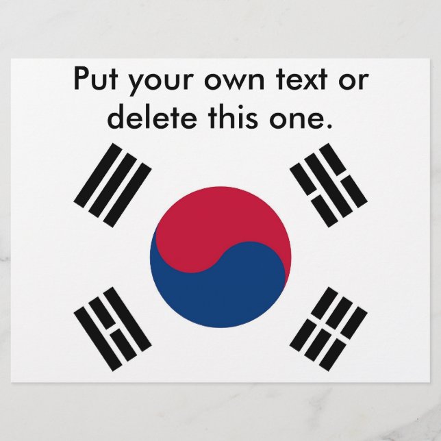 Folheto com bandeira da Coreia do Sul (Frente)