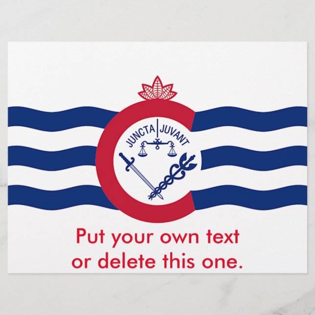 Folheto com Bandeira de Cincinnati, Ohio, EUA (Frente)