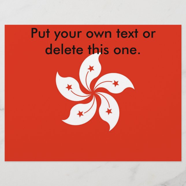 Folheto com bandeira de Hong Kong (Frente)