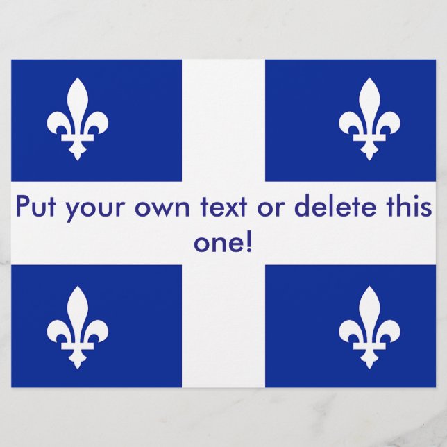Folheto com Bandeira do Quebec, Canadá (Frente)