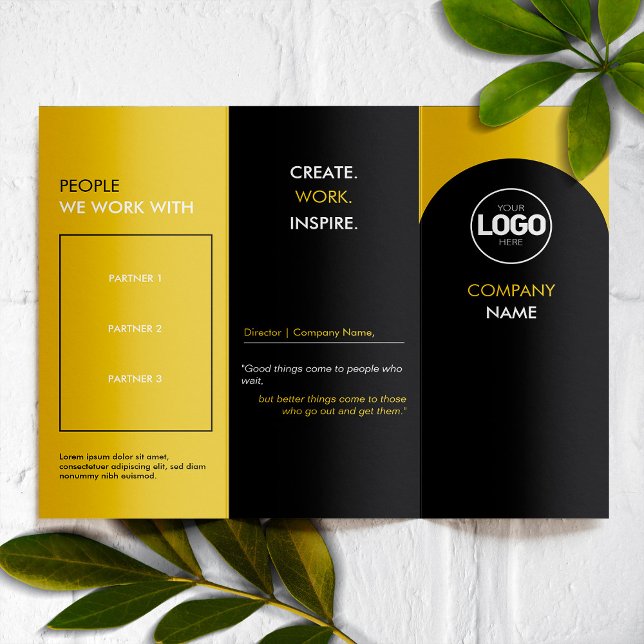 Folheto comercial preto e amarelo moderno (Criador carregado)