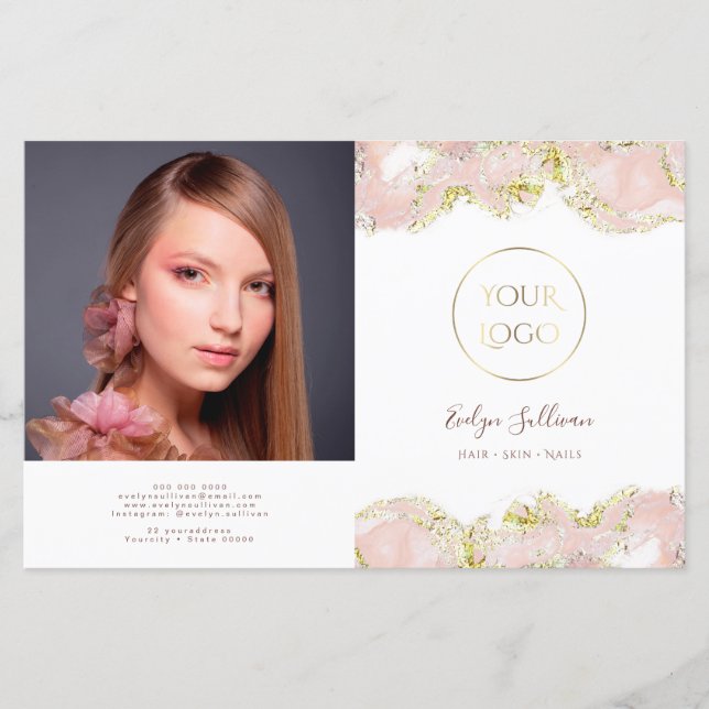 Folheto cor-de-rosa com design (Frente)