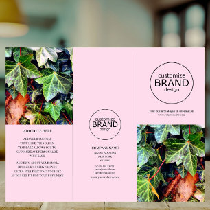 Folheto cor-de-rosa com o logotipo de empresa mode