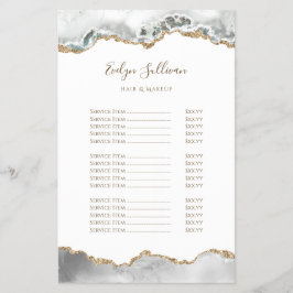 Folheto da lista de preços agados brancos