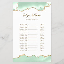 Folheto da lista de preços de agata verde Seafoam