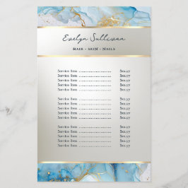 folheto da lista de preços de mármore azul