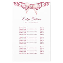 Folheto da lista de preços do arco cor-de-rosa com