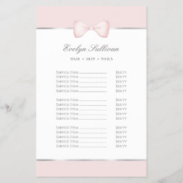 Folheto da lista de preços do arco rosa coquetel