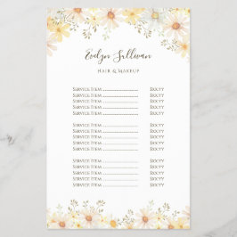 Folheto da lista de preços do Daisies