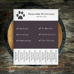 Folheto das tiras de rasgos dos serviços de poetas<br><div class="desc">Folheto com tiras rasgadas e ilustrações de pata de gato. Totalmente personalizável, pode ser adequado para todos os tipos de serviços de animais de estimação, tais como andador de cães, sentar-se em gatos, alimentação de coelhos, cuidados com aves, abeberamento de plantas, embarque de animais de estimação, etc. Você pode mudar...</div>