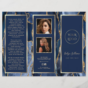 Folheto de Agato Dourado Azul Elegante