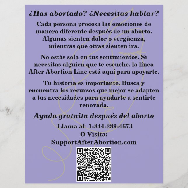 Folheto de Ajuda à Gravidez/ Cuidados Pós-Aborto e (Verso)