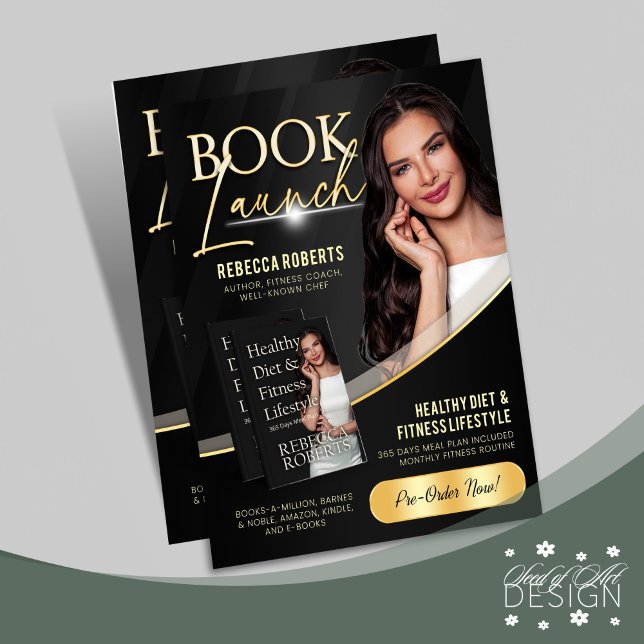 Folheto de Anúncio do Lançamento de Livro Preto e  (Criador carregado)